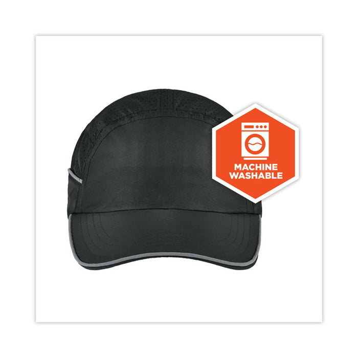 Skullerz 8955 Lightweight Bump Cap Hat, Long Front Brim, XXX-Small to Large (Up to 7.5), 0.01" Insert, Black