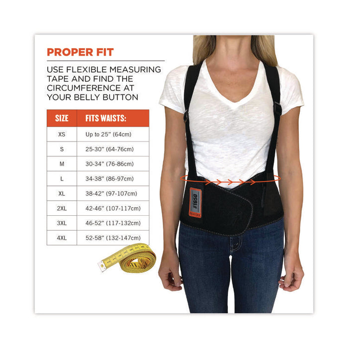 ProFlex 1650 Economy Elastic Back Support Brace, 3X-Large, 46" to 52" Waist, Black