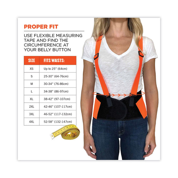 ProFlex 100HV Economy Hi-Vis Spandex Back Support Brace, X-Small, 20" to 25" Waist, Black/Orange