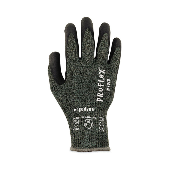 ProFlex 7070 ANSI A7 Nitrile Coated CR Gloves, EN388: 4X42F, 9" Long, Medium, Green, Pair