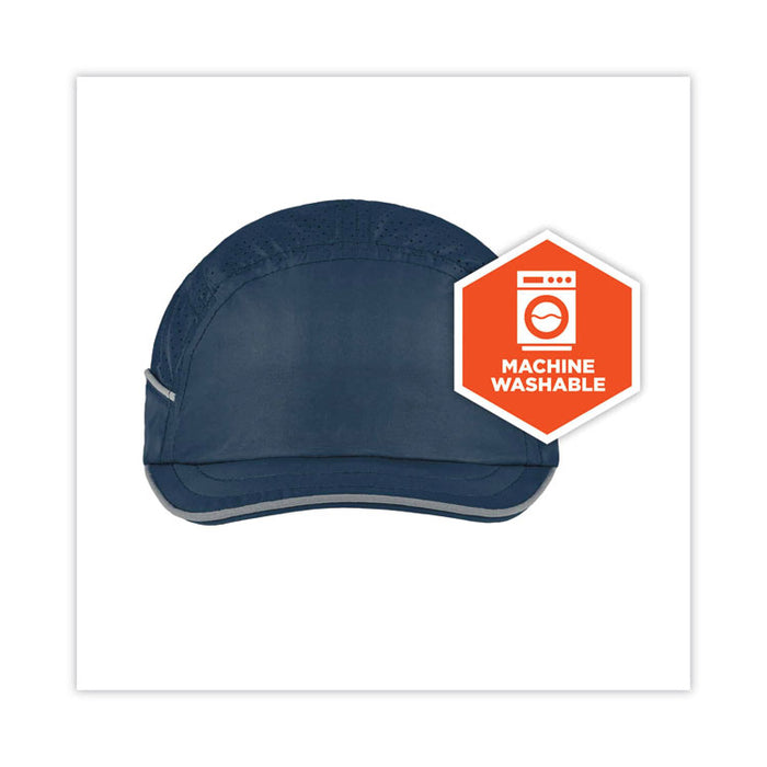 Skullerz 8955 Lightweight Bump Cap Hat, Micro Front Brim, XXX-Small to Large (Up to 7.5), 0.01" Insert, Navy