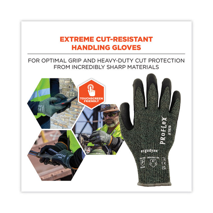 ProFlex 7070 ANSI A7 Nitrile Coated CR Gloves, EN388: 4X42F, 9" Long, Medium, Green, 12 Pairs