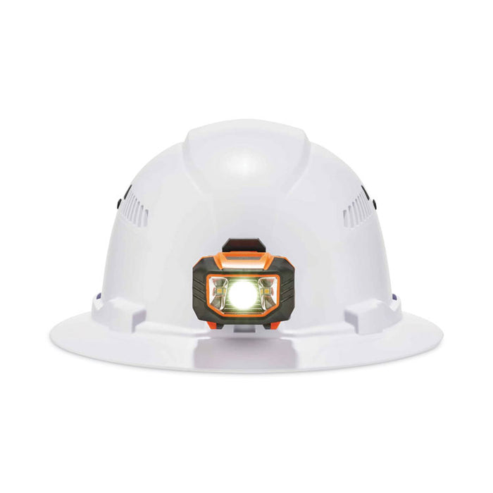 Skullerz 8973LED Class C Hard Hat Full Brim with LED Light, Vented, 4-Point Ratchet, One Size Fits Most (6.5 to 8), White