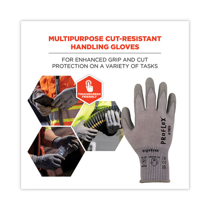 ProFlex 7024 ANSI A2 PU Coated CR Gloves, EN388: 4X42B, 9" Long, Medium, Gray, Pair
