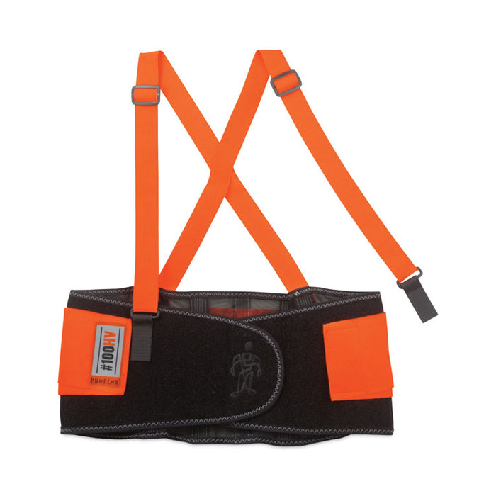 ProFlex 100HV Economy Hi-Vis Spandex Back Support Brace, Medium, 30" to 34" Waist, Black/Orange