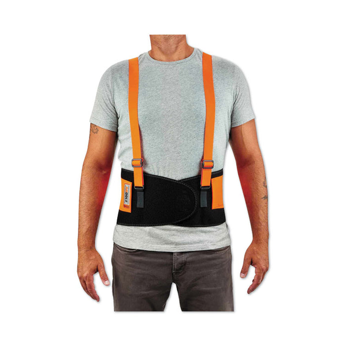 ProFlex 100HV Economy Hi-Vis Spandex Back Support Brace, Medium, 30" to 34" Waist, Black/Orange