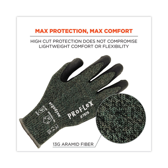 ProFlex 7070 ANSI A7 Nitrile Coated CR Gloves, EN388: 4X42F, 9" Long, Medium, Green, Pair