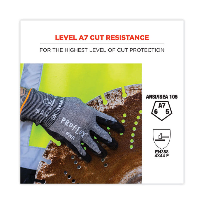ProFlex 7072 ANSI A7 Nitrile-Coated CR Gloves, EN388: 4X44F, 9" Long, X-Large, Gray, 12 Pairs