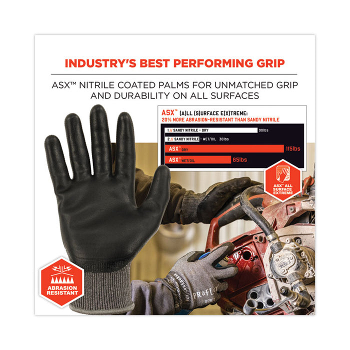 ProFlex 7072 ANSI A7 Nitrile-Coated CR Gloves, EN388: 4X44F, 9" Long, Small, Gray, Pair