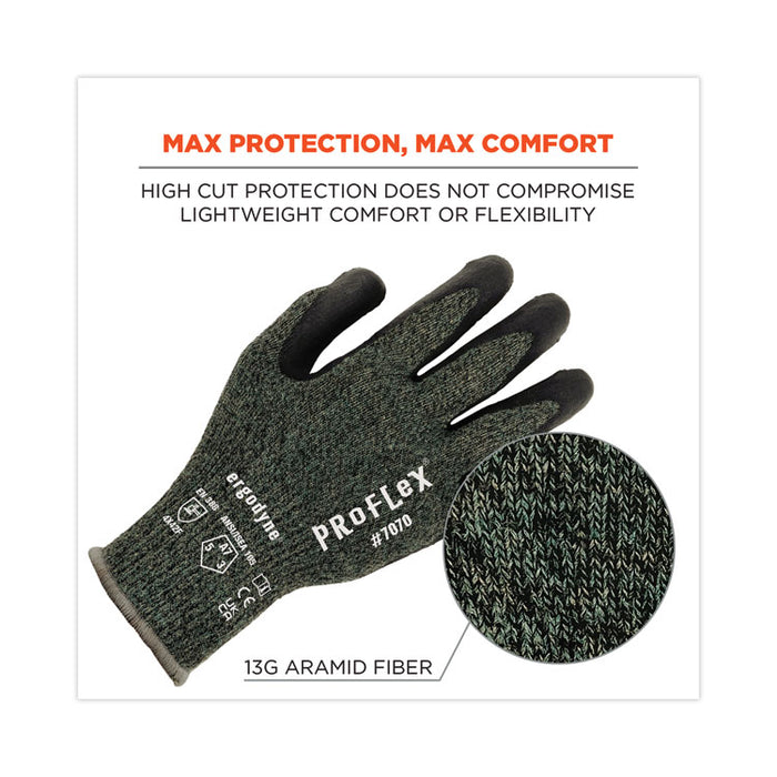 ProFlex 7070 ANSI A7 Nitrile Coated CR Gloves, EN388: 4X42F, 9" Long, Large, Green, Pair