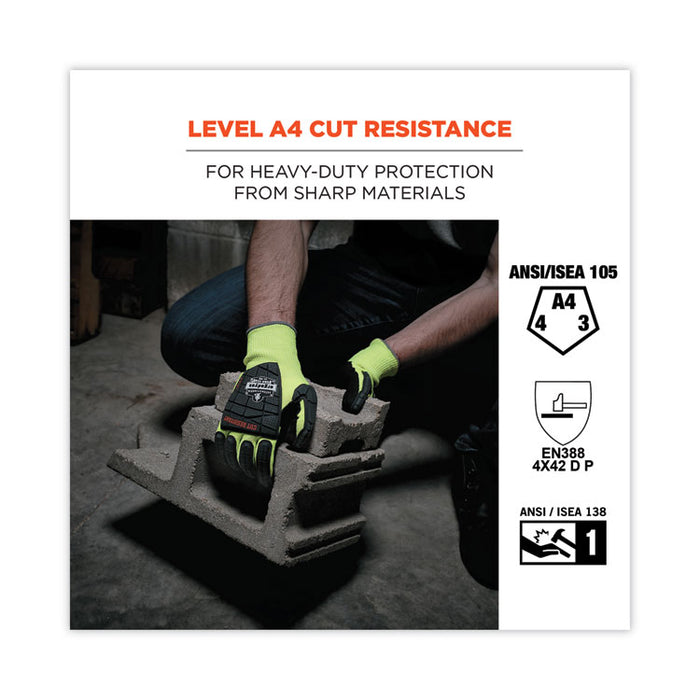 ProFlex 7141 ANSI A4 DIR Nitrile-Coated CR Gloves, EN388: 4X42DP, 9" Long, Large, Lime, Pair