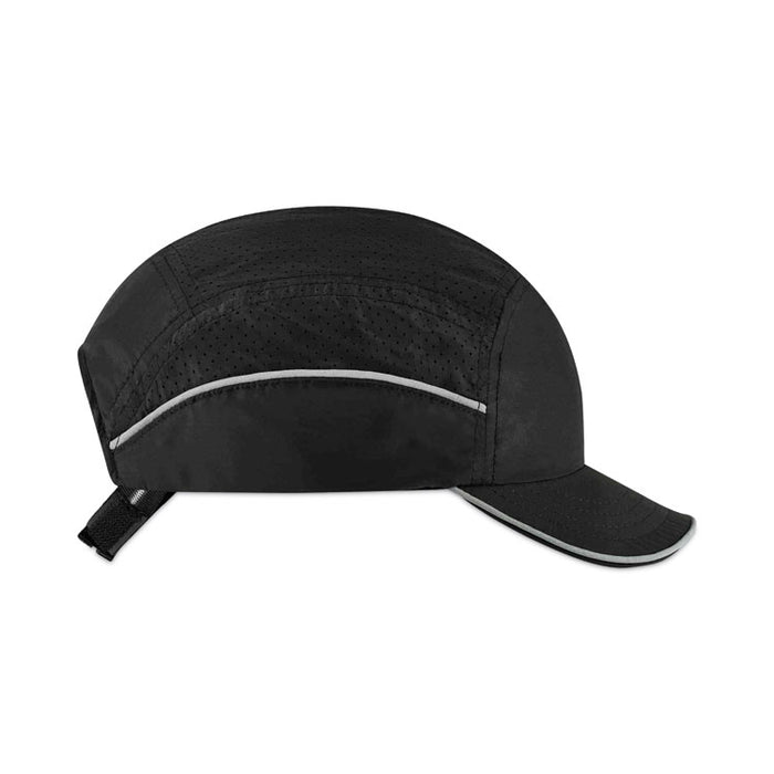 Skullerz 8955 Lightweight Bump Cap Hat, Short Front Brim, XXX-Small to Large (Up to 7.5), 0.01" Insert, Black