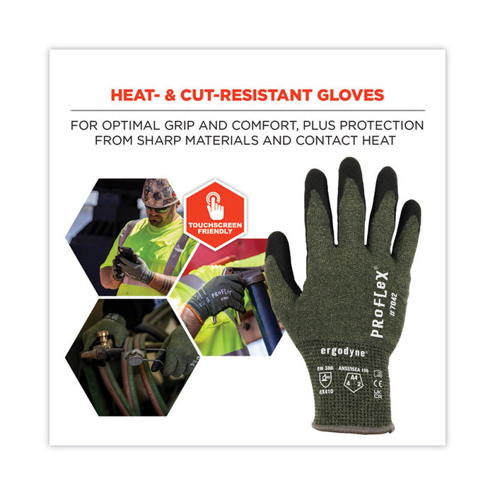 ProFlex 7042 ANSI A4 Nitrile-Coated CR Gloves, EN388: 4X41D, 9" Long, Medium, Green, Pair