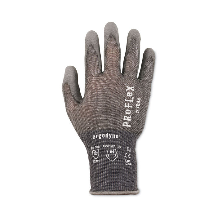 ProFlex 7044 ANSI A4 PU Coated CR Gloves, EN388: 4X42D, 9" Long, Small, Gray, 12 Pairs