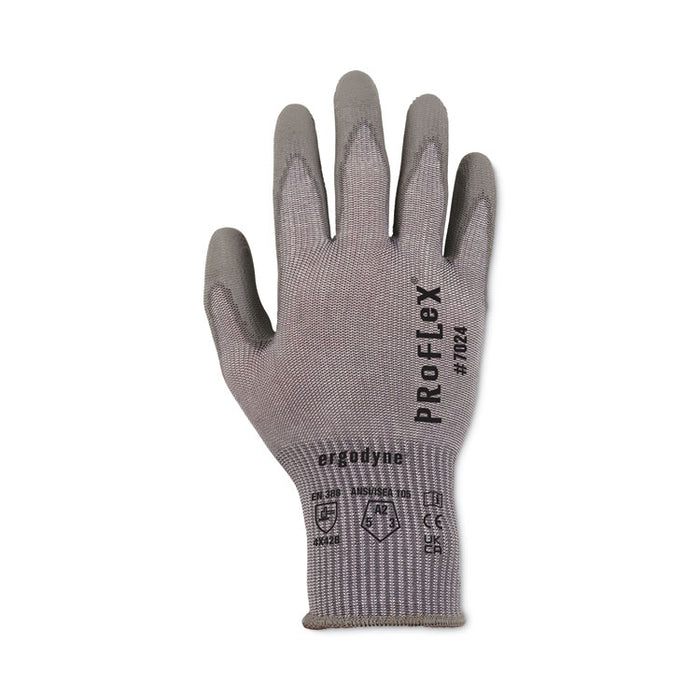ProFlex 7024 ANSI A2 PU Coated CR Gloves, EN388: 4X42B, 9" Long, Large, Gray, 12 Pairs