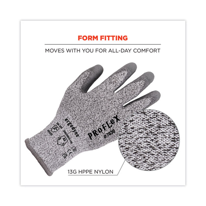 ProFlex 7030 ANSI A3 PU Coated CR Gloves, EN388: 4X42C, 9" Long, X-Large, Gray, Pair