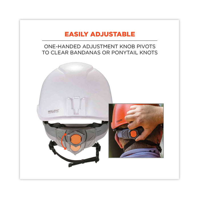 Skullerz 8974V Class E Safety Helmet with 8991 Smoke Tinted Visor Kit, 6-Point Ratchet Suspension, One Size Fits Most, White