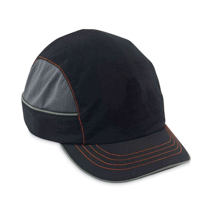 Skullerz 8950XL XL Bump Cap Hat, Short Front Brim, Large to XXX-Large (7.5 and Up), 0.01" Insert, Black