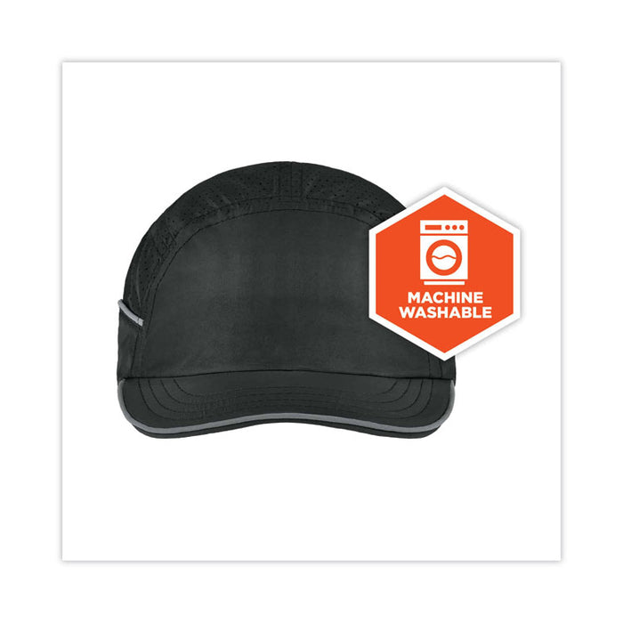 Skullerz 8955 Lightweight Bump Cap Hat, Short Front Brim, XXX-Small to Large (Up to 7.5), 0.01" Insert, Black