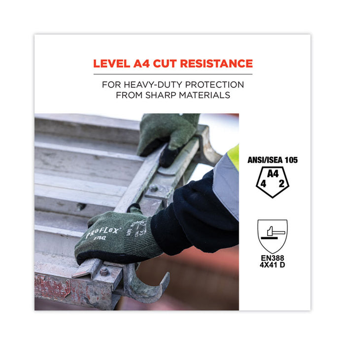 ProFlex 7042 ANSI A4 Nitrile-Coated CR Gloves, EN388: 4X41D, 9" Long, X-Large, Green, Pair