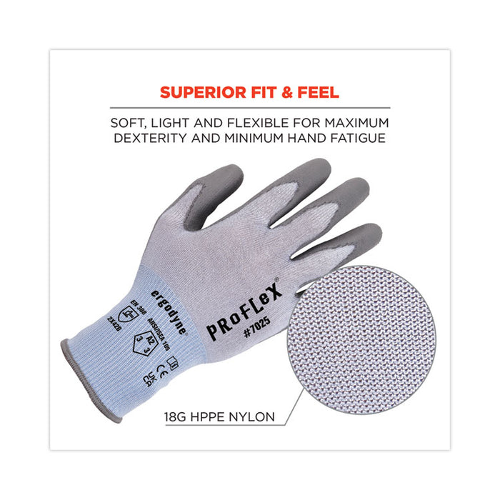 ProFlex 7025 ANSI A2 PU Coated CR Gloves, EN388: 2X42B, 9" Long, X-Large, Blue, Pair
