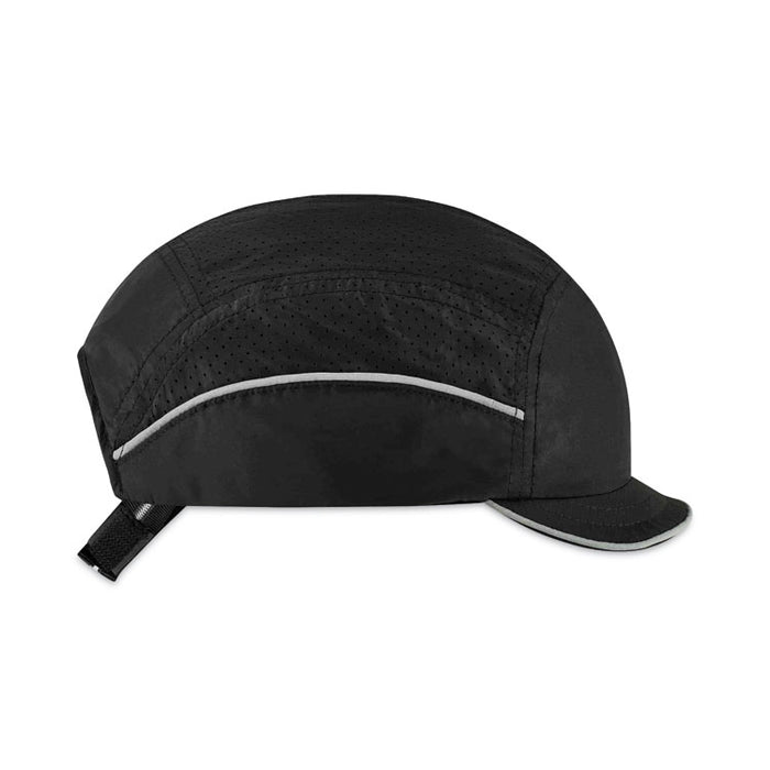 Skullerz 8955 Lightweight Bump Cap Hat, Micro Front Brim, XXX-Small to Large (Up to 7.5), 0.01" Insert, Black