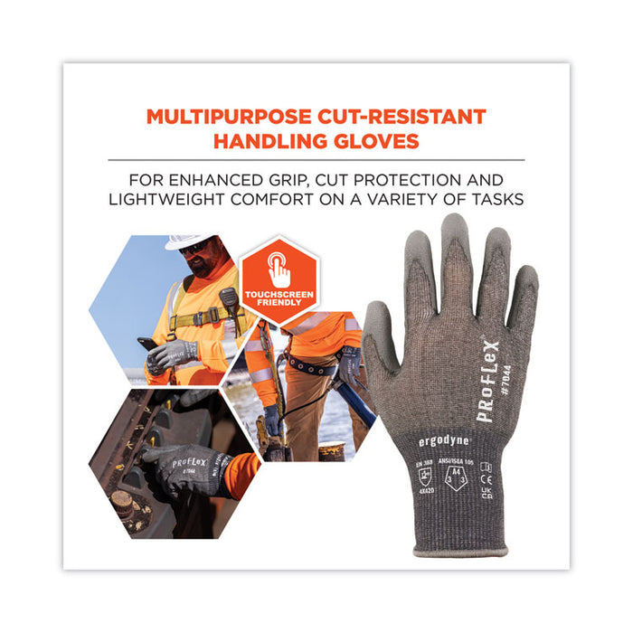 ProFlex 7044 ANSI A4 PU Coated CR Gloves, EN388: 4X42D, 9" Long, XX-Large, Gray, 12 Pairs
