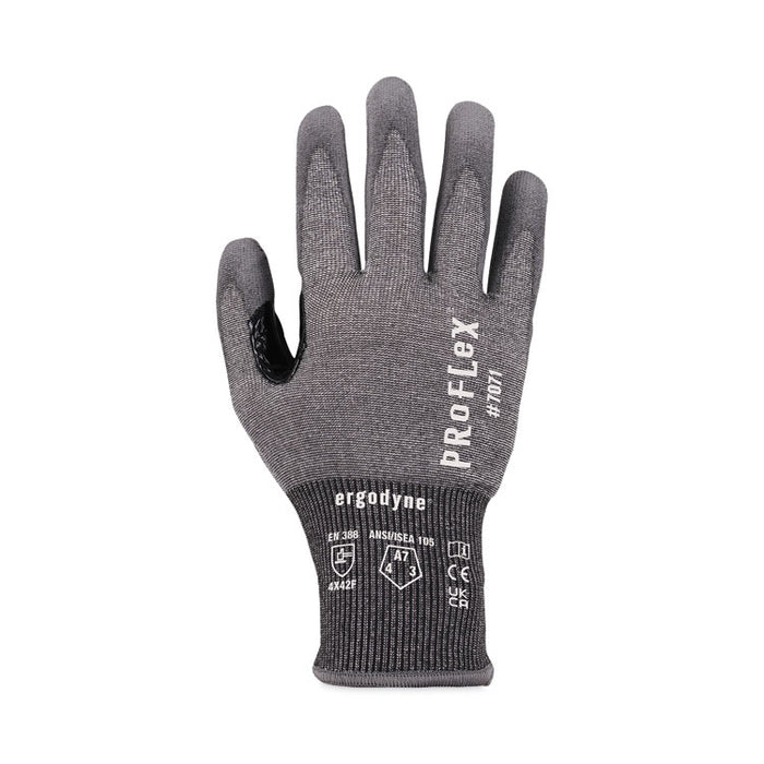 ProFlex 7071 ANSI A7 PU Coated CR Gloves, EN388: 4X42F, 9" Long, Large, Gray, Pair