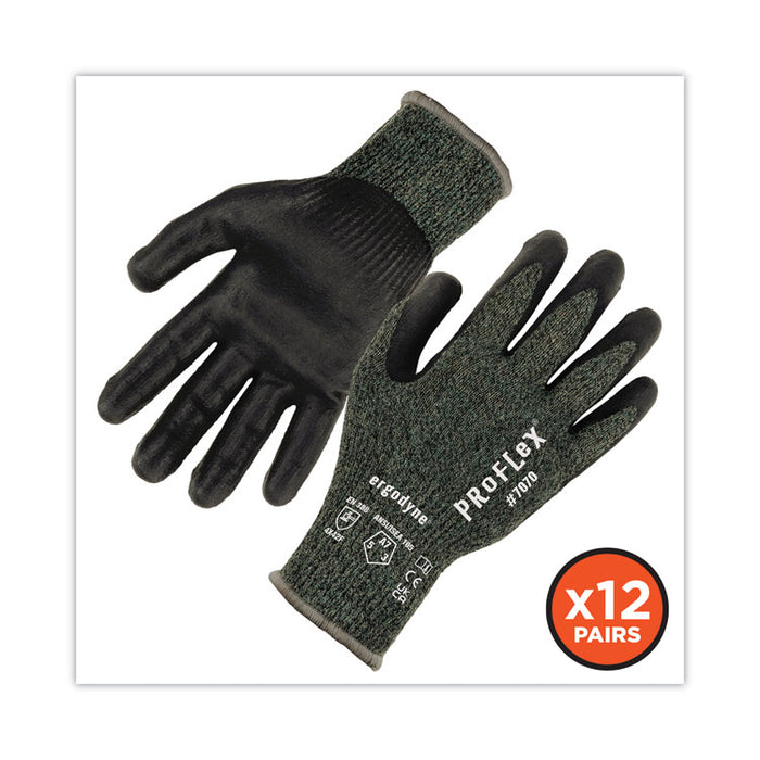 ProFlex 7070 ANSI A7 Nitrile Coated CR Gloves, EN388: 4X42F, 9" Long, X-Large, Green, 12 Pairs