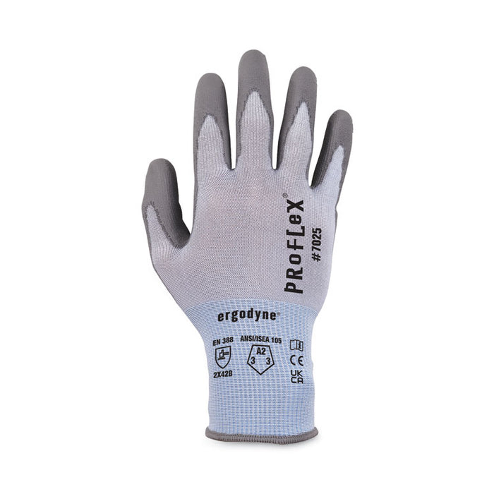 ProFlex 7025 ANSI A2 PU Coated CR Gloves, EN388: 2X42B, 9" Long, Medium, Blue, 12 Pairs