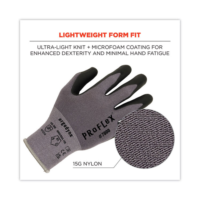 ProFlex 7000 Nitrile-Coated Gloves Microfoam Palm, EN388: 4121A, 9" Long, XX-Large, Gray, Pair