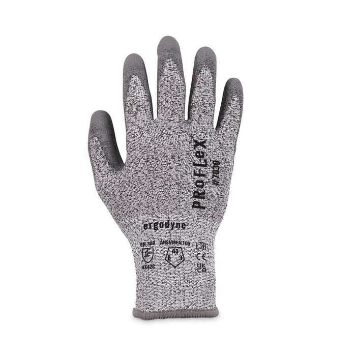ProFlex 7030 ANSI A3 PU Coated CR Gloves, EN388: 4X42C, 9" Long, Small, Gray, Pair