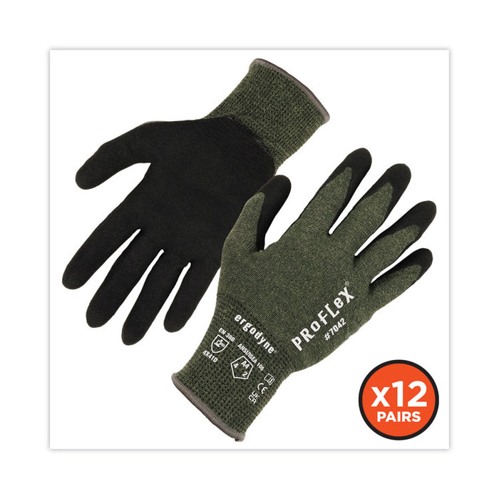 ProFlex 7042 ANSI A4 Nitrile-Coated CR Gloves, EN388: 4X41D, 9" Long, Small, Green, 12 Pairs
