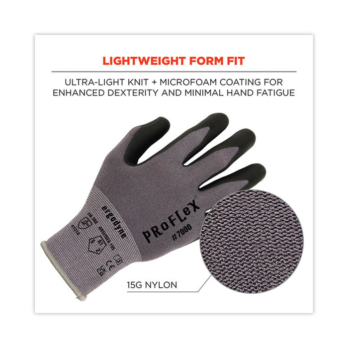 ProFlex 7000 Nitrile-Coated Gloves Microfoam Palm, EN388: 4121A, 9" Long, X-Large, Gray, Pair