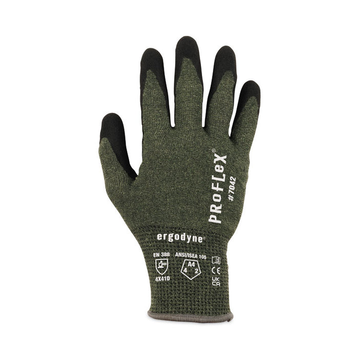 ProFlex 7042 ANSI A4 Nitrile-Coated CR Gloves, EN388: 4X41D, 9" Long, X-Large, Green, 12 Pairs