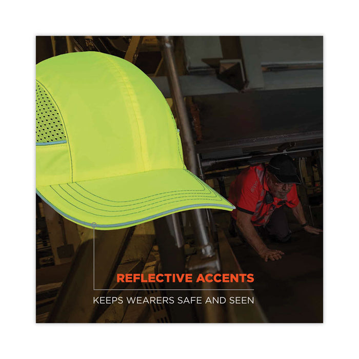 Skullerz 8950 Bump Cap, Long Front Brim, XXX-Small to Large (Up to 7.5), 0.01" Insert, Lime