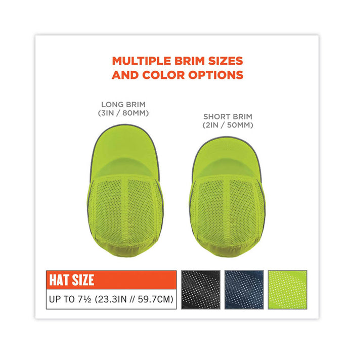 Skullerz 8955 Lightweight Bump Cap Hat, Long Front Brim, XXX-Small to Large (Up to 7.5), 0.01" Insert, Lime