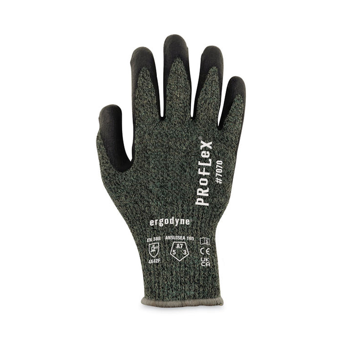 ProFlex 7070 ANSI A7 Nitrile Coated CR Gloves, EN388: 4X42F, 9" Long, Large, Green, Pair