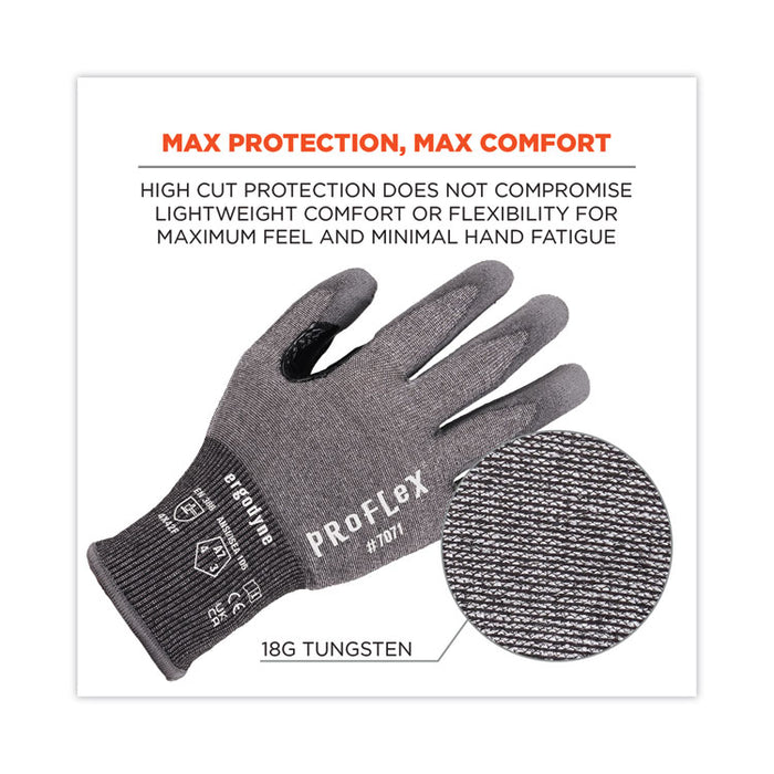 ProFlex 7071 ANSI A7 PU Coated CR Gloves, EN388: 4X42F, 9" Long, Large, Gray, 12 Pairs