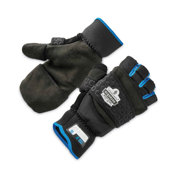 ProFlex 816 Thermal Flip-Top Gloves, EN388: 3423X, 9" Long, XX-Large, Black, Pair