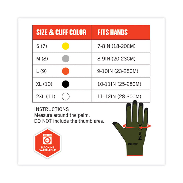 ProFlex 7042 ANSI A4 Nitrile-Coated CR Gloves, EN388: 4X41D, 9" Long, Small, Green, 12 Pairs