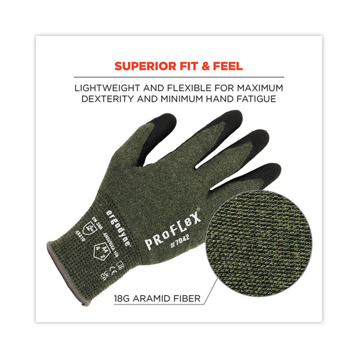 ProFlex 7042 ANSI A4 Nitrile-Coated CR Gloves, EN388: 4X41D, 9" Long, Small, Green, 12 Pairs