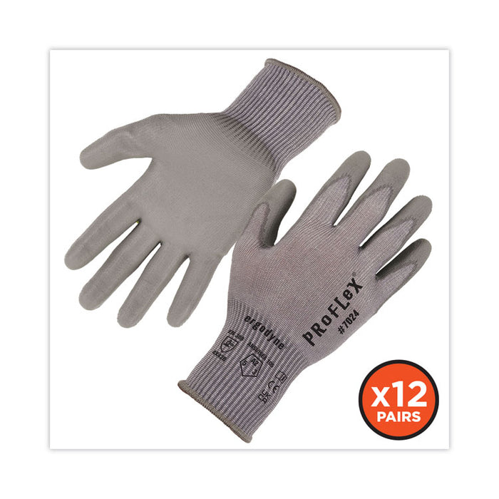 ProFlex 7024 ANSI A2 PU Coated CR Gloves, EN388: 4X42B, 9" Long, X-Large, Gray, 12 Pairs