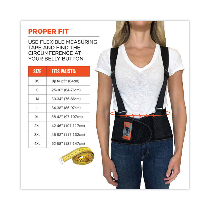 ProFlex 2000SF High-Performance Spandex Back Support Brace, 3X-Large, 46" to 52" Waist, Black
