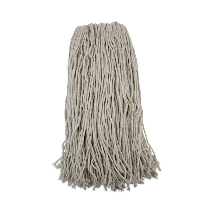 Mop Head, Premium Standard Head, Cotton Fiber, 32 oz, White, 12/Carton