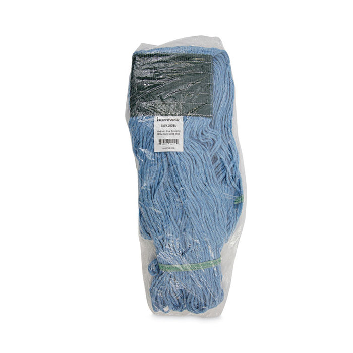 Mop Head, Premium Standard Head, Cotton/Synthetic Fiber, Medium, Blue, 12/Carton