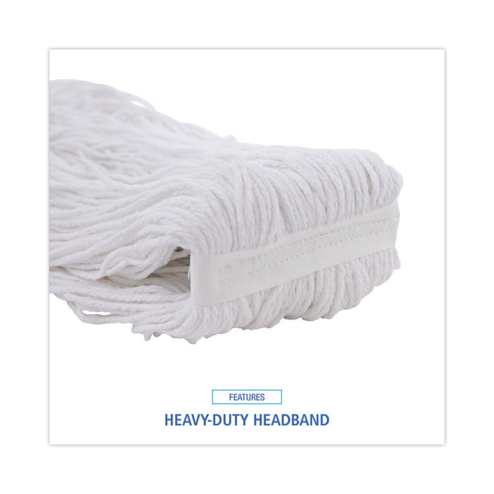 Pro Loop Web/Tailband Wet Mop Head, Rayon, #24 Size, White, 12/Carton