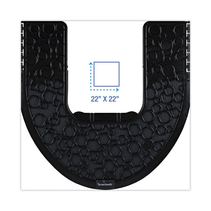 Commode Mat 2.0 Disposable Toilet Floor Mat, U-Shaped, Black/Gray Non-Slip Surface, 22" x 22", 6/Carton