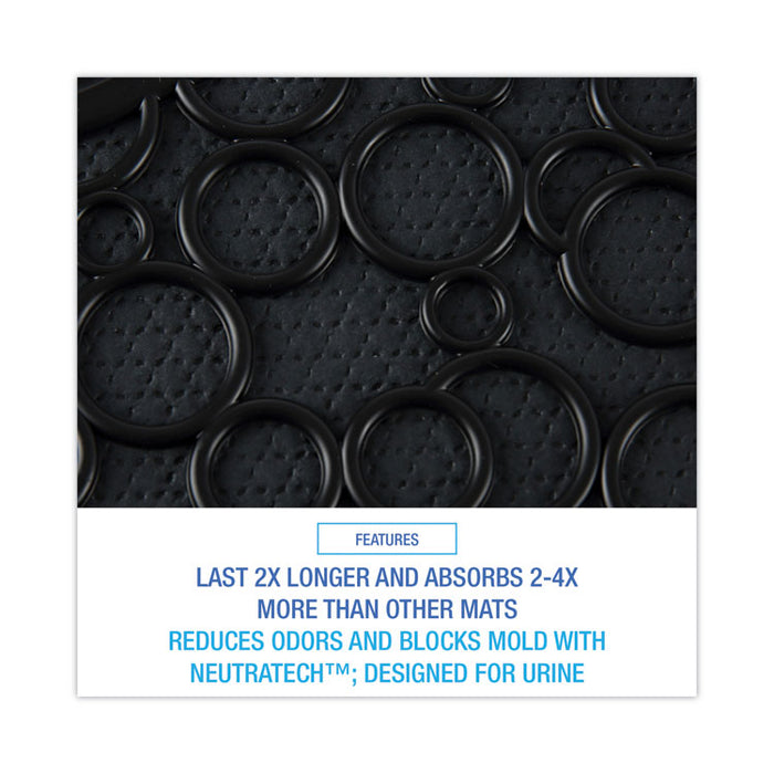Commode Mat 2.0 Disposable Toilet Floor Mat, U-Shaped, Black/Gray Non-Slip Surface, 22" x 22", 6/Carton