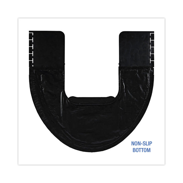 Commode Mat 2.0 Disposable Toilet Floor Mat, U-Shaped, Black/Gray Non-Slip Surface, 22" x 22", 6/Carton